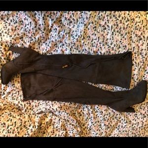 Grey over the knee boots